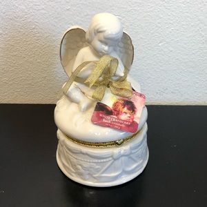 Angelic Moments White Ceramic Trinket Jewelry Box